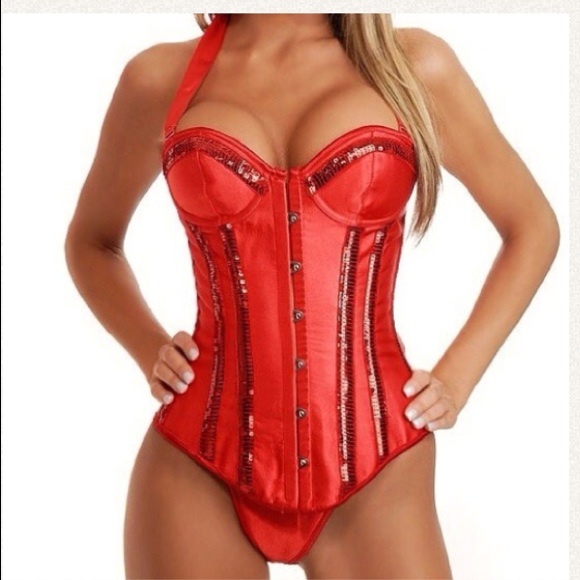 Tops - New! Showgirl Sequin Red Corset Size Medium